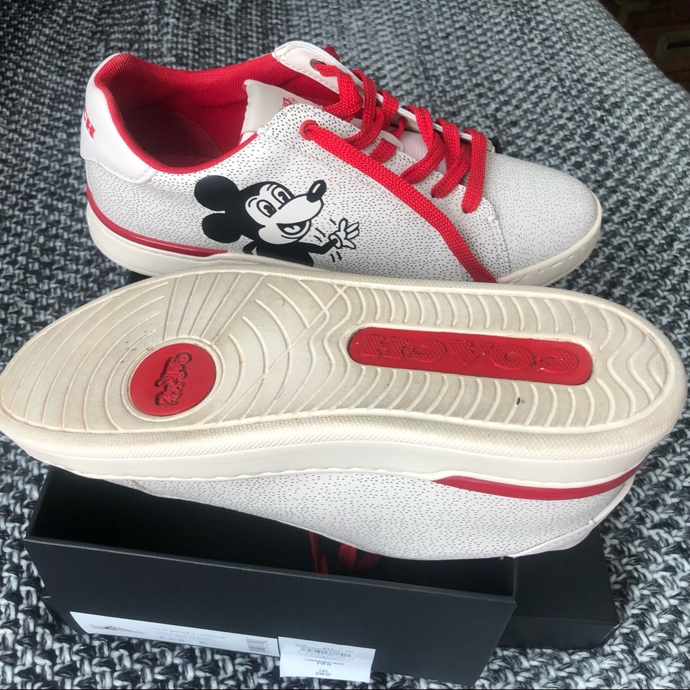 COACH Disney Mickey Mouse X Keith Haring Clip Low Top Sneaker. - Picture 4 of 7